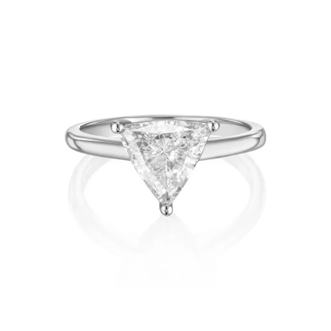 Engagement Ring Trillion Cut 1.50 Ct Certified Lab Grown Diamond 14K White Gold Ring - Image 9