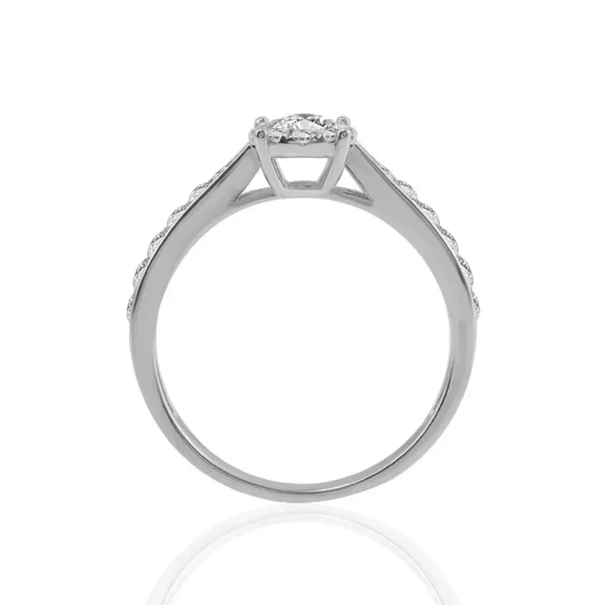 Solid 14k White Gold 0.91 TCW Round Cut Lab Grown Diamond Halo Engagement Ring