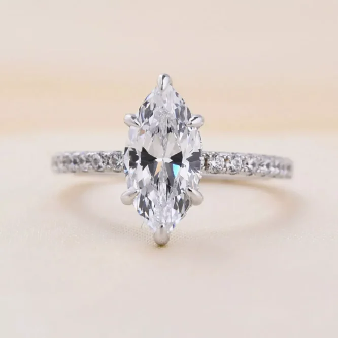 Certified Lab Grown Diamond Solitaire 3.00 CT Marquise Cut Solid 14k White Gold Engagement Ring - Image 2