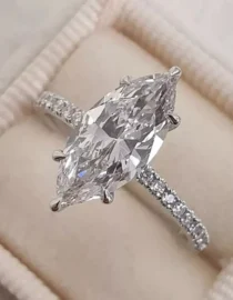 Certified Lab Grown Diamond Solitaire 3.00 CT Marquise Cut Solid 14k White Gold Engagement Ring