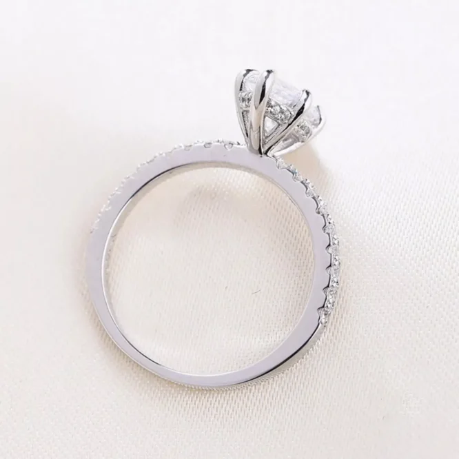 Certified Lab Grown Diamond Solitaire 3.00 CT Marquise Cut Solid 14k White Gold Engagement Ring - Image 4