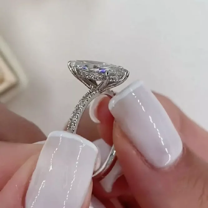Certified Lab Grown Diamond Solitaire 3.00 CT Marquise Cut Solid 14k White Gold Engagement Ring - Image 5