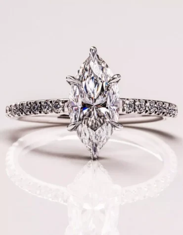 Certified Lab Grown Diamond Solitaire 2.00 CT Marquise Cut Solid 14k White Gold Engagement Ring