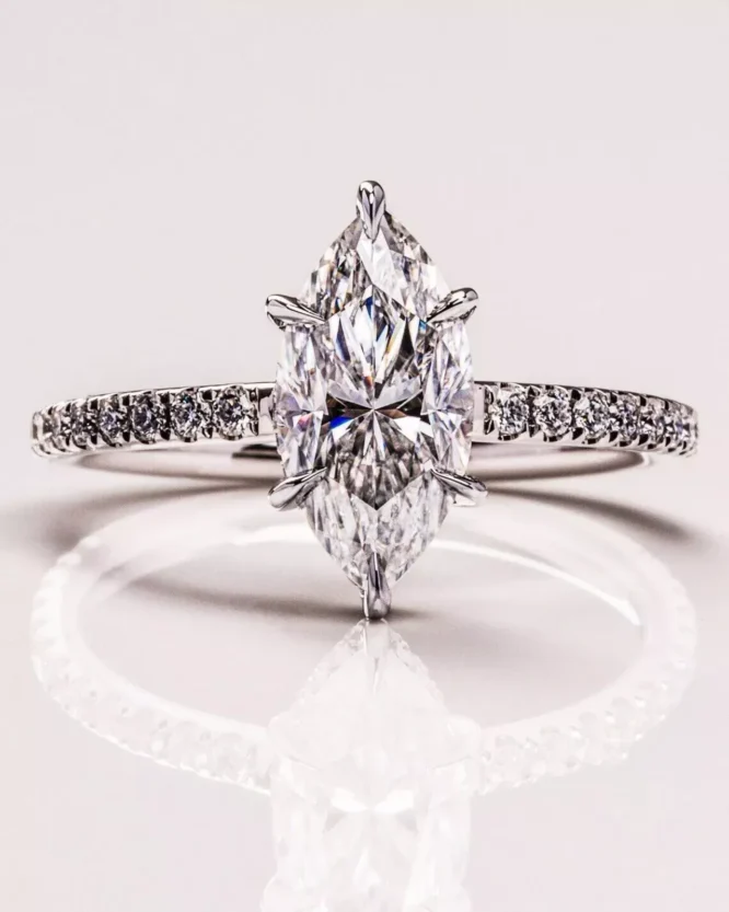 Certified Lab Grown Diamond Solitaire 2.00 CT Marquise Cut Solid 14k White Gold Engagement Ring