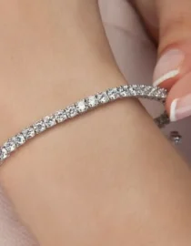 7"inch Long Tennis Bracelet Solid 14K White Gold 7 Carat Lab Grown Diamond Round Brilliant Cut