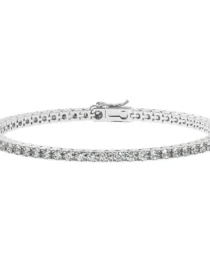 14K White Gold Diamond Tennis Bracelet, 5 carats Round Brilliant Cut, Certified Lab-Grown Diamonds