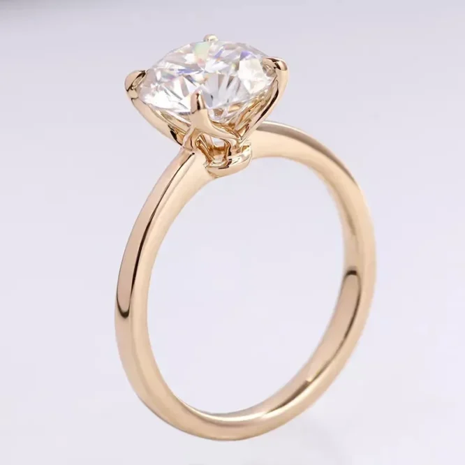 3 Ct Round Cut F/VS1 Lab Grown Diamond Solitaire Engagement Ring 14k Yellow Gold - Image 2