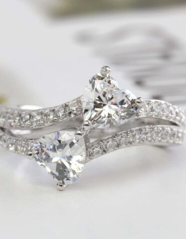 2.00 CTW Heart Cut Certified Lab Grown Diamond Solid 14k White Gold Two-Stone Engagement Ring