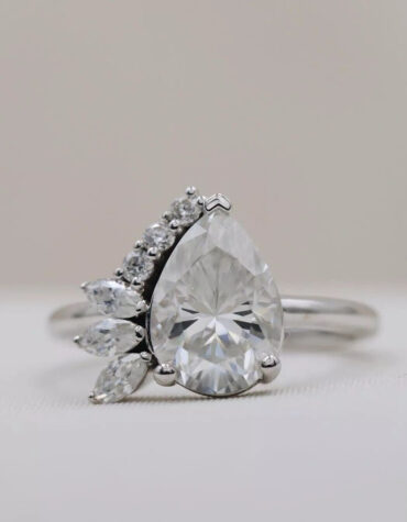 2.06 Ct Pear Cut Certified Lab Grown Diamonds 14K White Gold Fancy Engagement Ring