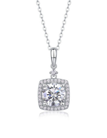 2ct EF Color CVD Round Diamond Pendant Necklace 18KT White Gold Women