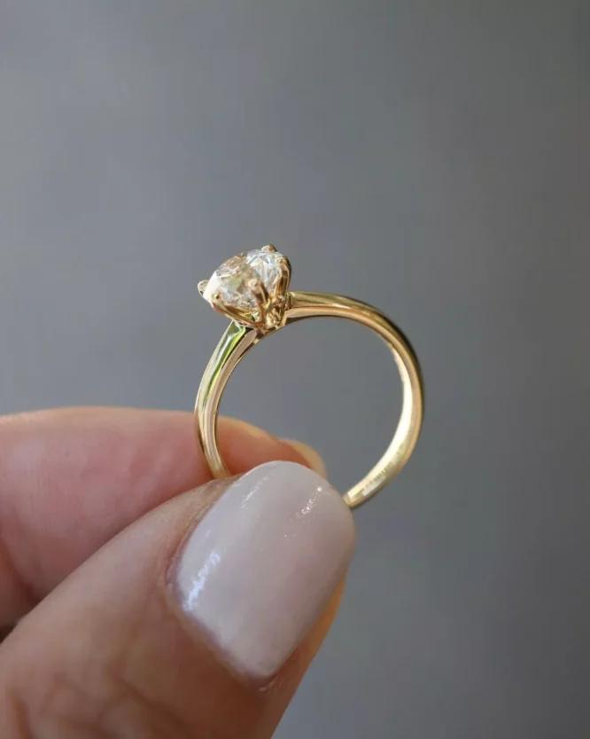 1.02CT Yellow Gold Round Cut Solitaire Engagement Ring Wedding Proposal Ring