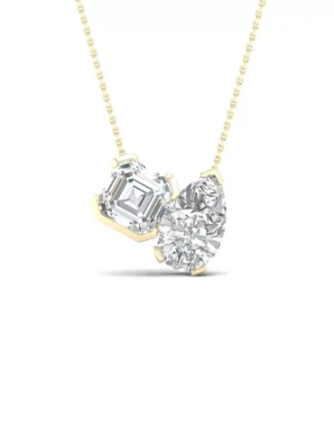 1.58CTW Half Bezel Set Toi Et Moi Necklace Asscher & Pear Cut Daily Wear Pendant Women's