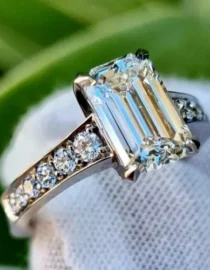 4 Ctw Certified Emerald Cut Lab Grown Diamond 14K Gold Engagement Ring