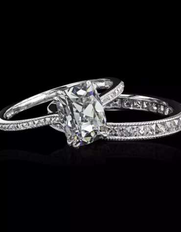 Engagement Ring Set 2.80 Ct Certified Lab Grown Cushion Cut Diamond