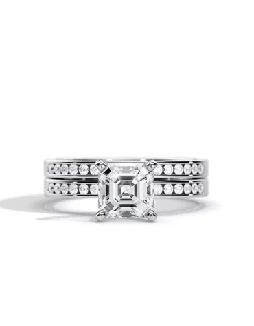 Engagement Ring Set 2.32 Ct Certified Lab Grown Asscher Cut Diamond