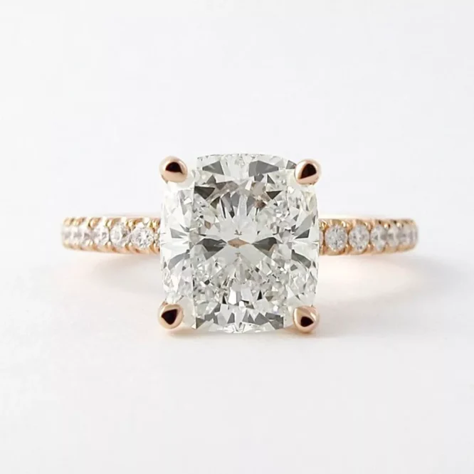 Diamond Engagement Ring Cushion 1.30 Carat Lab Grown 14K Rose Gold