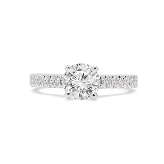 Engagement Ring Solid 14K White Gold 0.90 Ct Lab Created Round Diamond