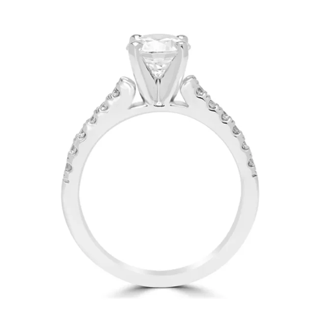 Engagement Ring Solid 14K White Gold 0.90 Ct Lab Created Round Diamond